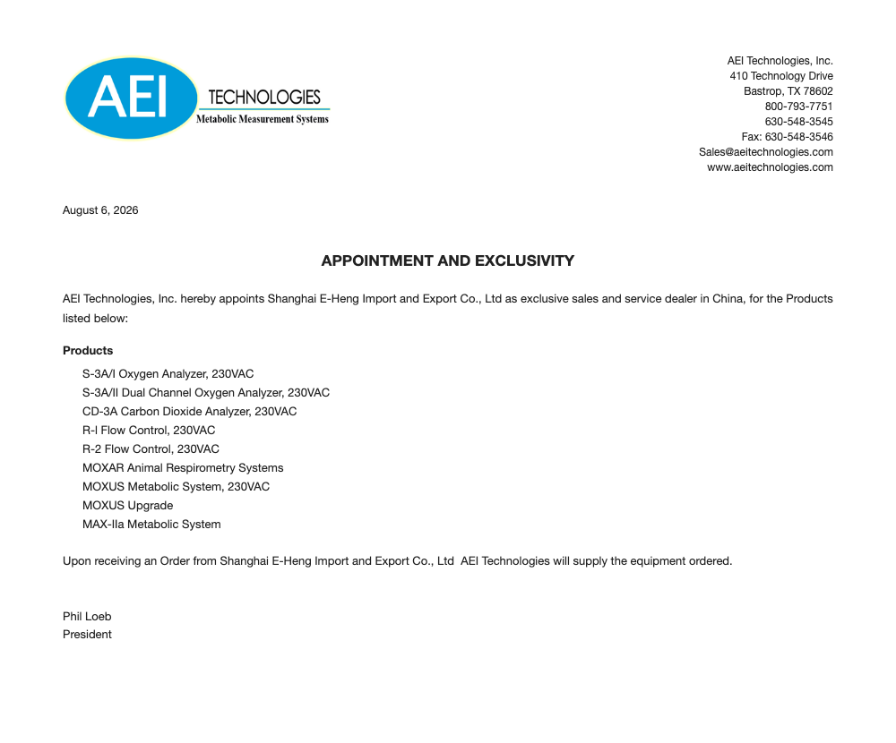 AEI Technologies letter of authorization